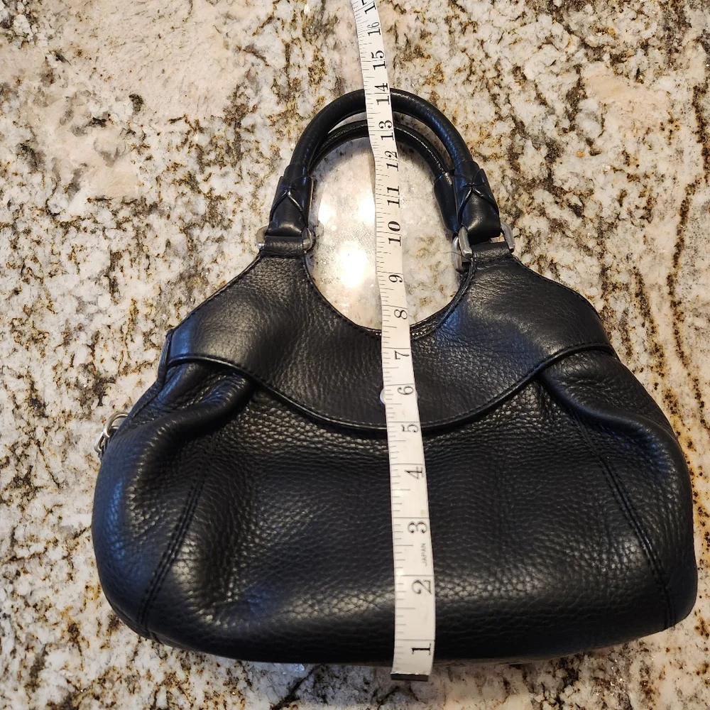 Cole Haan Purse, Turnlock Black Pebbled Leather Satchel Handbag, Gently Used